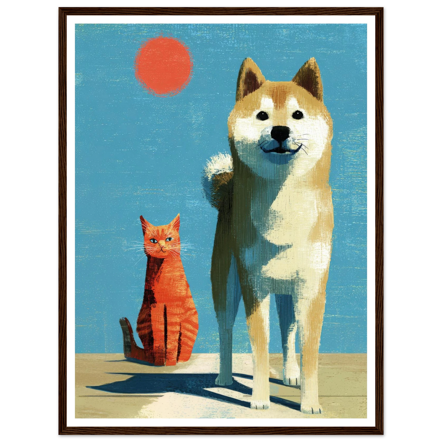 Two Silhouettes Under a Red Sun - Framed Poster - 30x40 cm / 12x16″ - Black frame
