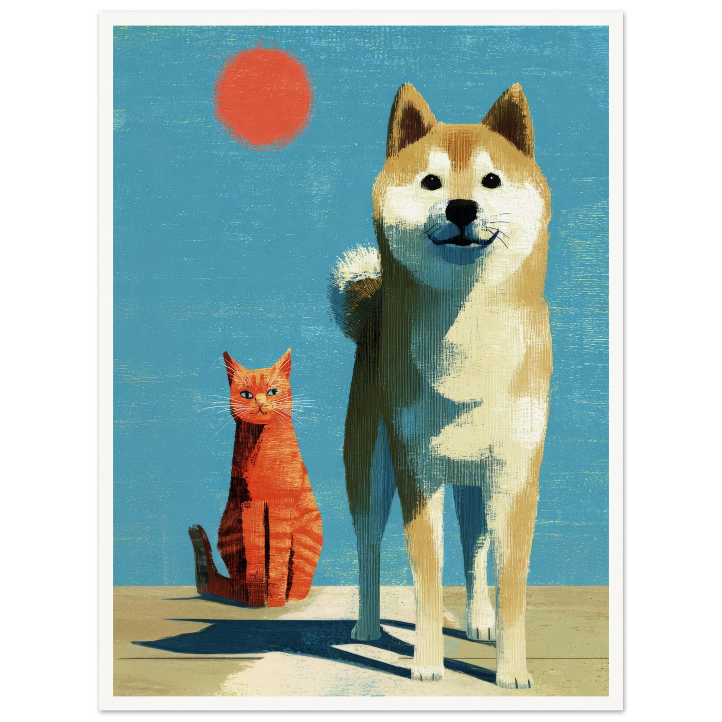 Two Silhouettes Under a Red Sun - Framed Poster - 30x40 cm / 12x16″ - Black frame