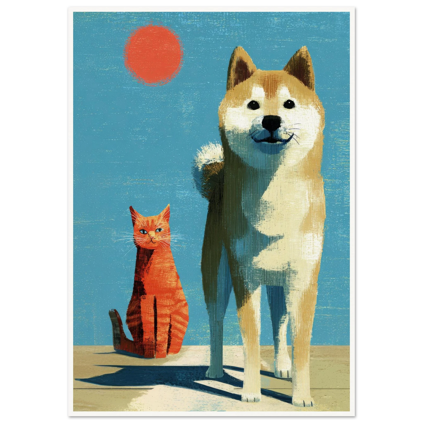 Two Silhouettes Under a Red Sun - Framed Poster - 30x40 cm / 12x16″ - Black frame