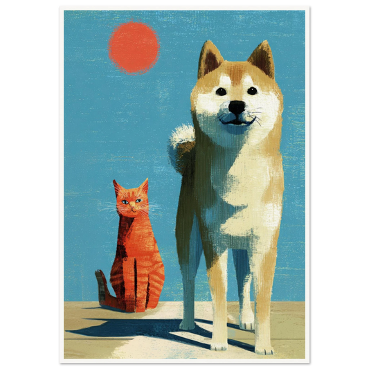 Two Silhouettes Under a Red Sun - Framed Poster - 30x40 cm / 12x16″ - Black frame