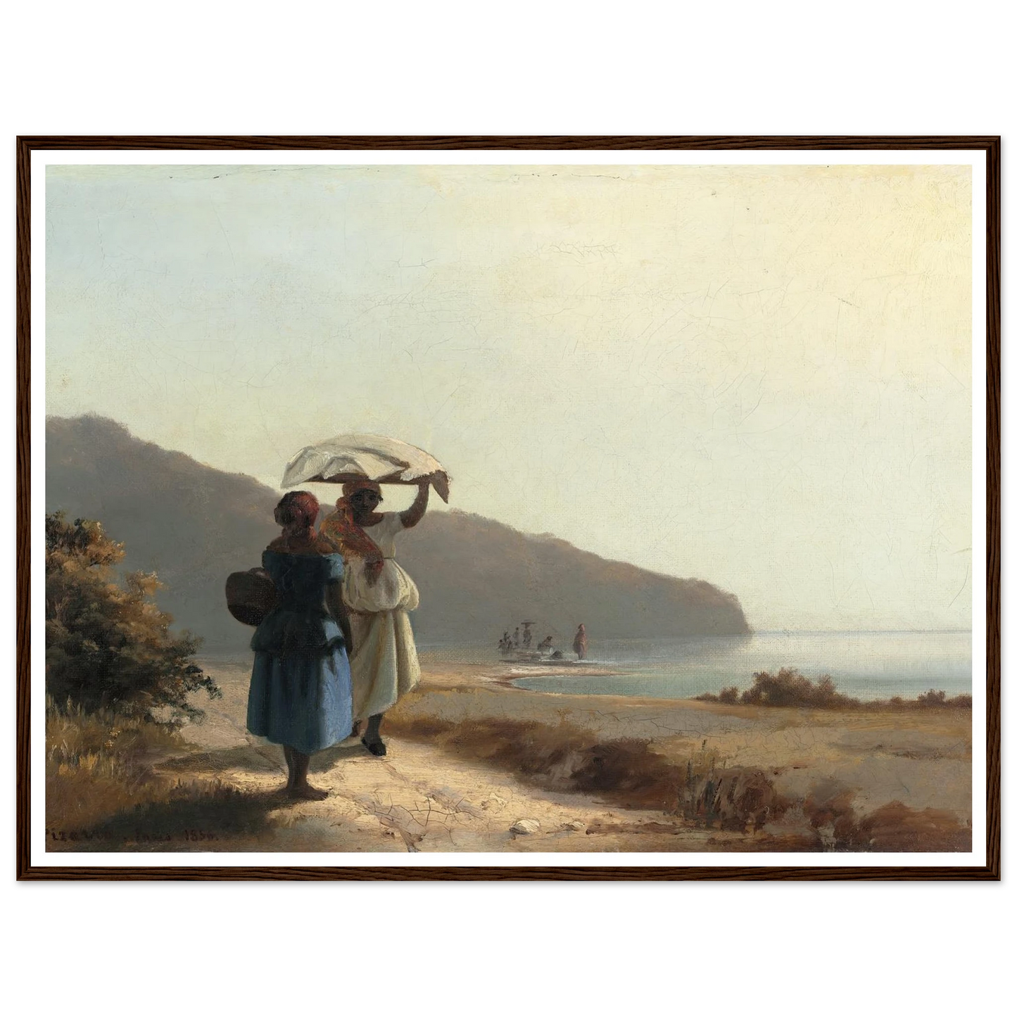 Two Women Chatting by the Sea,St. Thomas (1856) Art Print | Camille Pissarro - Framed Poster - 30x40 cm / 12x16″ - Black frame