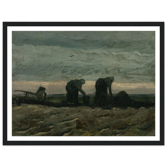 Two women on the heath (1883) Art Print | Vincent van Gogh - Framed Poster - 30x40 cm / 12x16″ - Black frame