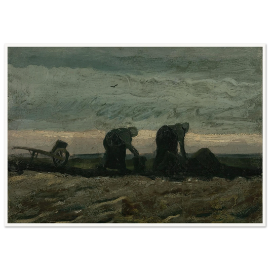 Two women on the heath (1883) Art Print | Vincent van Gogh - Framed Poster - 30x40 cm / 12x16″ - Black frame