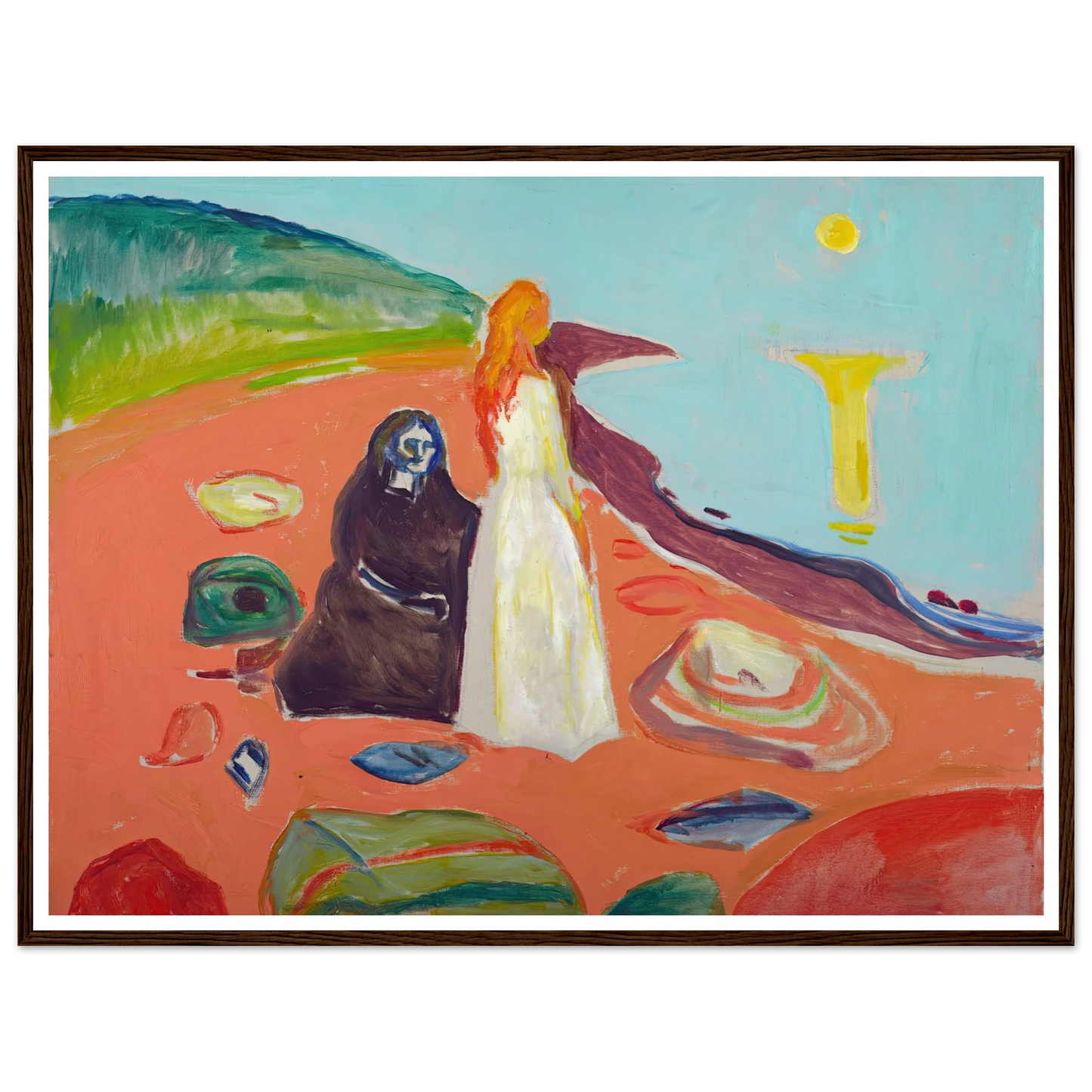 Two Women on the Shore II (1933–35) Art Print | Edvard Munch - Framed Poster - 30x40 cm / 12x16″ - Black frame