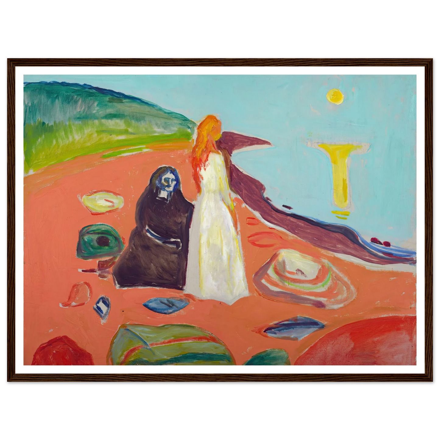 Two Women on the Shore II (1933–35) Art Print | Edvard Munch - Framed Poster - 30x40 cm / 12x16″ - Black frame