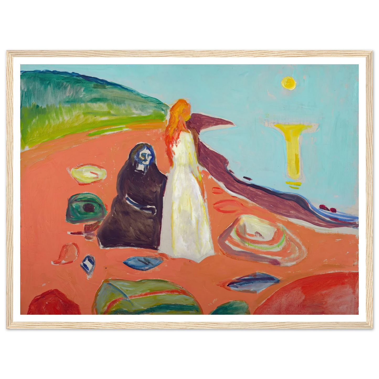 Two Women on the Shore II (1933–35) Art Print | Edvard Munch - Framed Poster - 30x40 cm / 12x16″ - Black frame