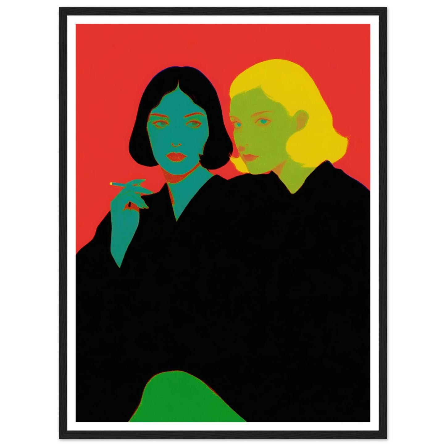 Two Women Sitting - Framed Poster - 30x40 cm / 12x16″ - Black frame