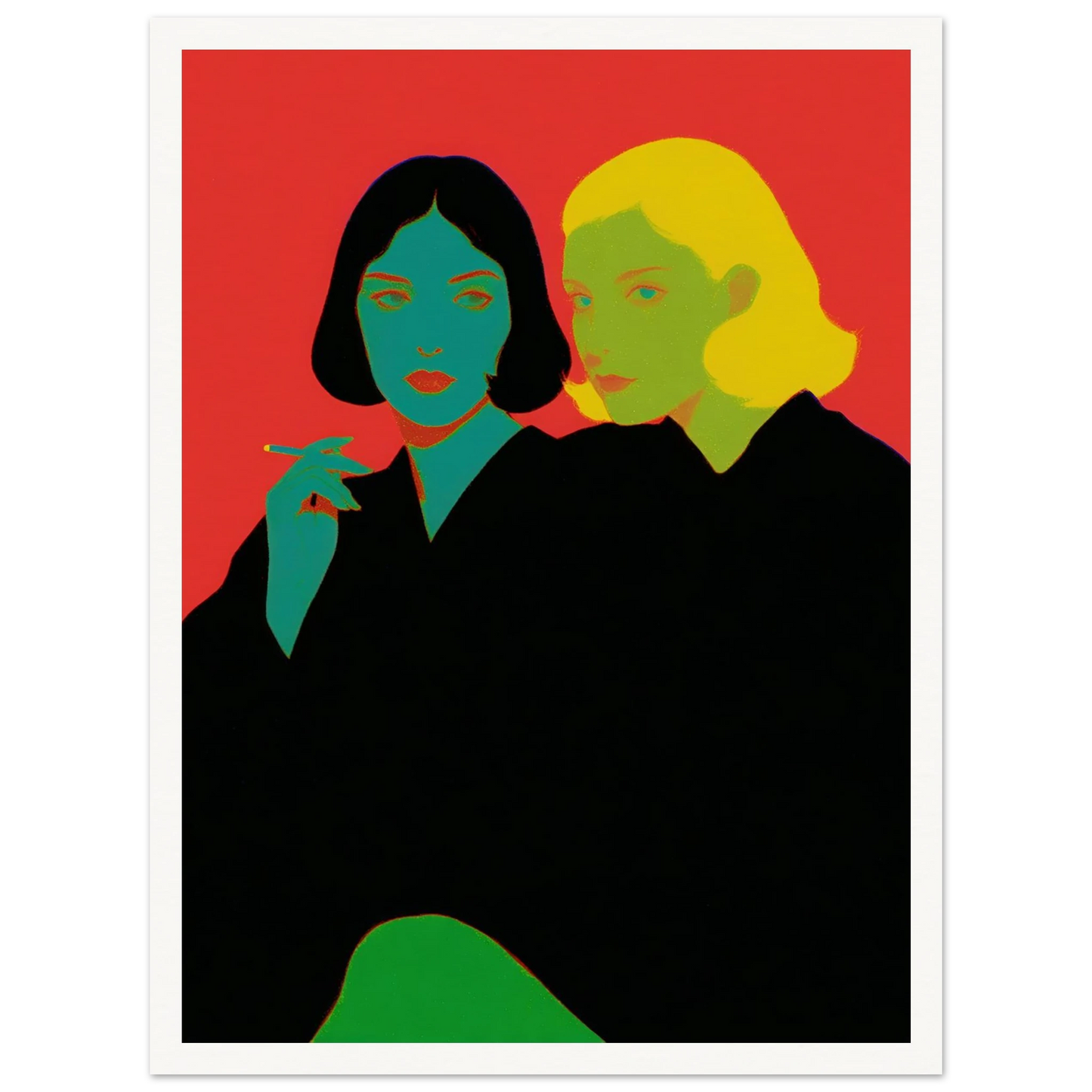 Two Women Sitting - Framed Poster - 30x40 cm / 12x16″ - Black frame
