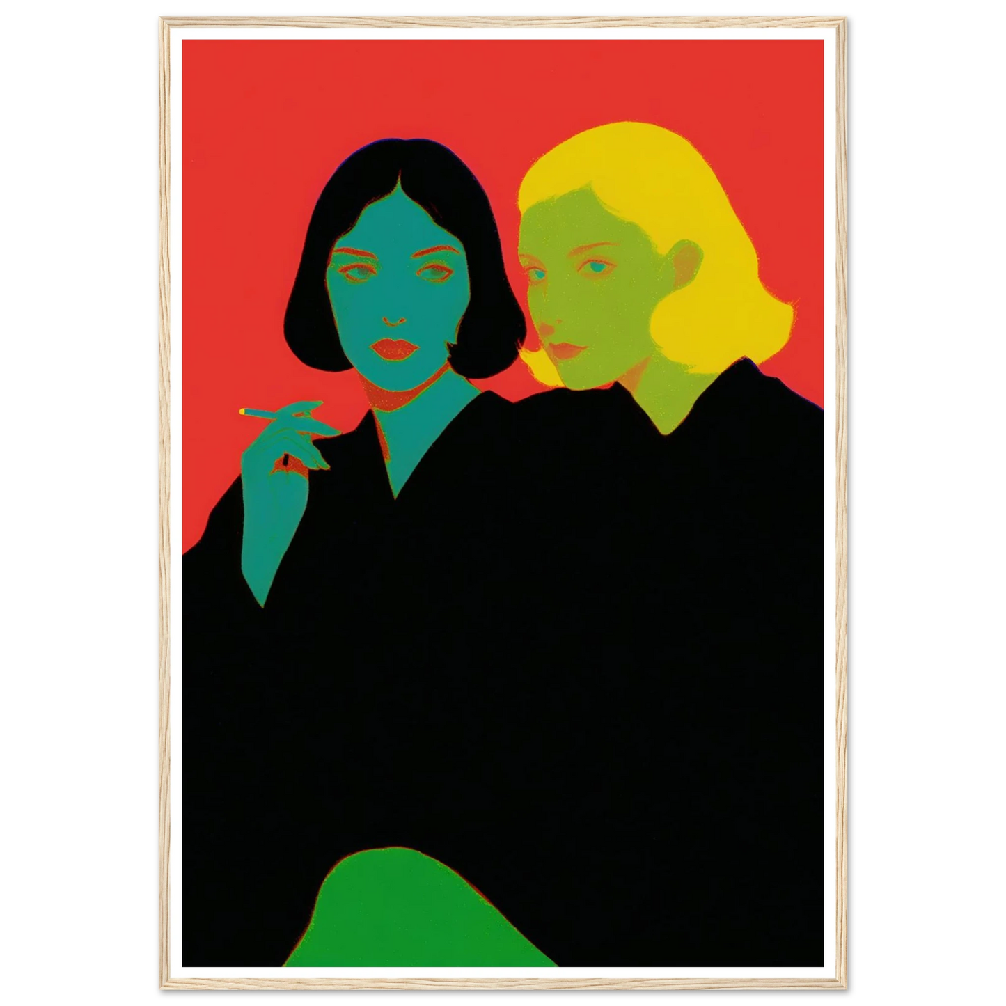 Two Women Sitting - Framed Poster - 30x40 cm / 12x16″ - Black frame