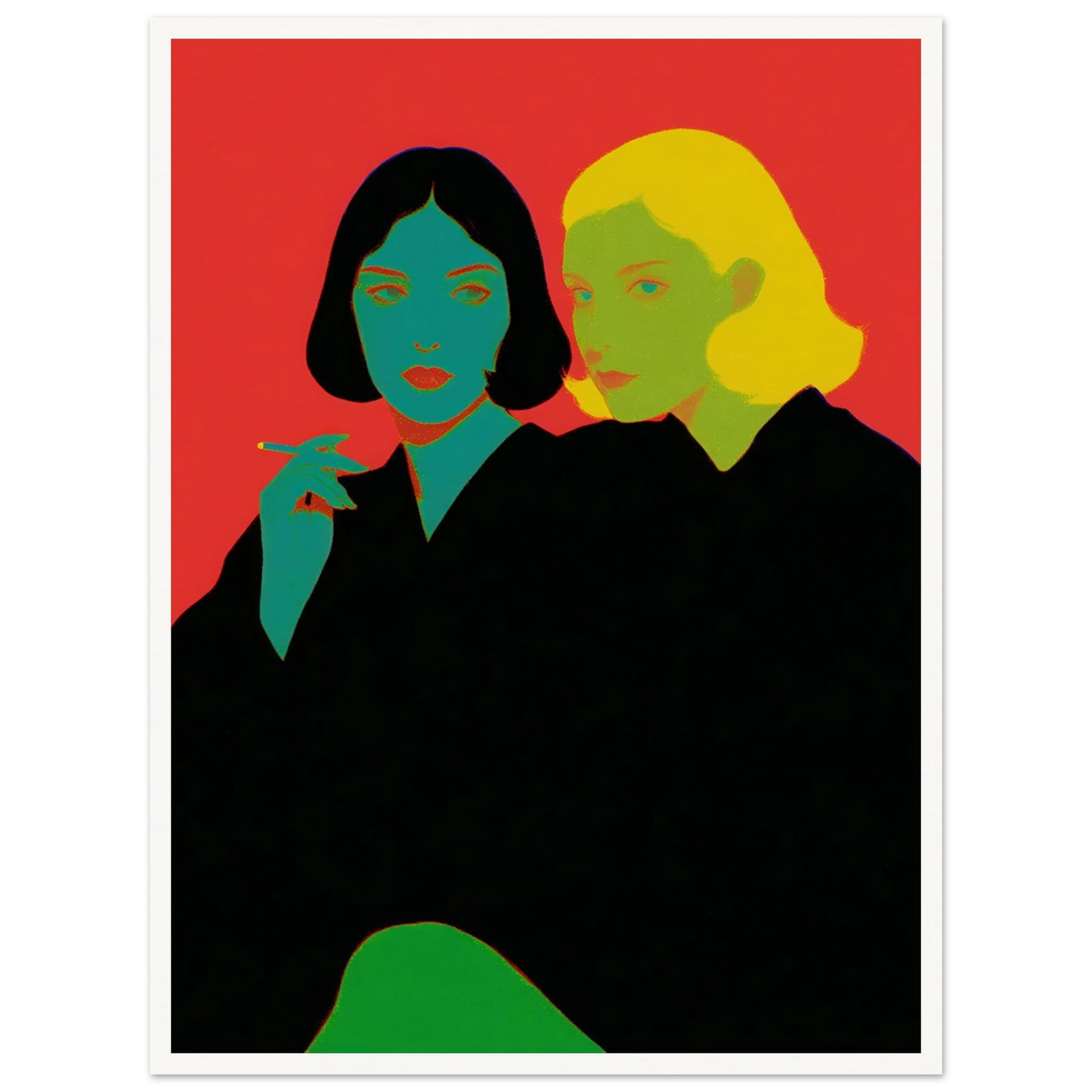 Two Women Sitting - Framed Poster - 30x40 cm / 12x16″ - Black frame