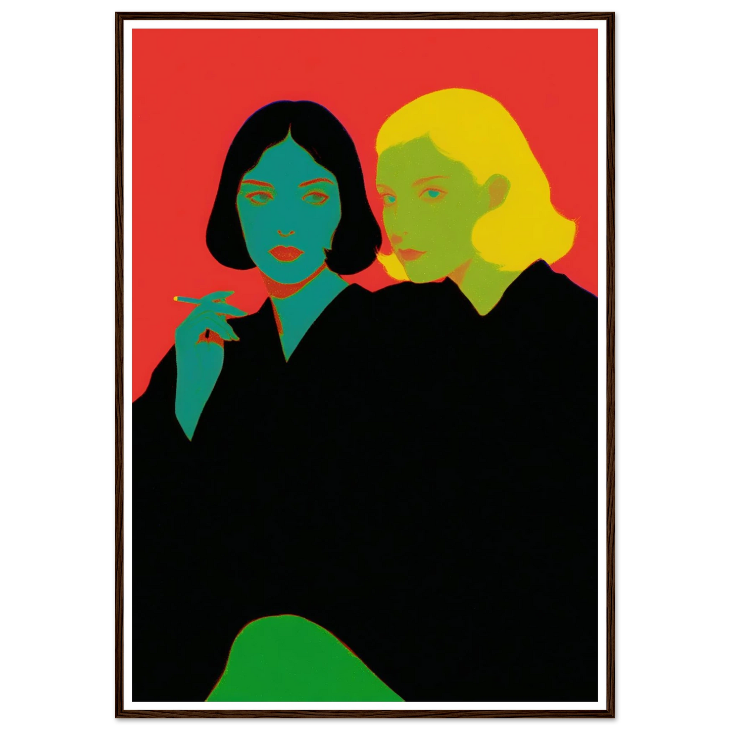 Two Women Sitting - Framed Poster - 30x40 cm / 12x16″ - Black frame