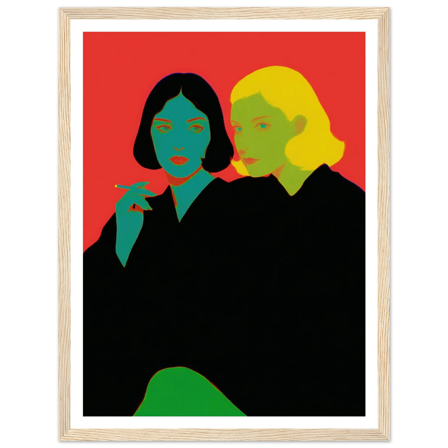Two Women Sitting - Framed Poster - 30x40 cm / 12x16″ - Black frame