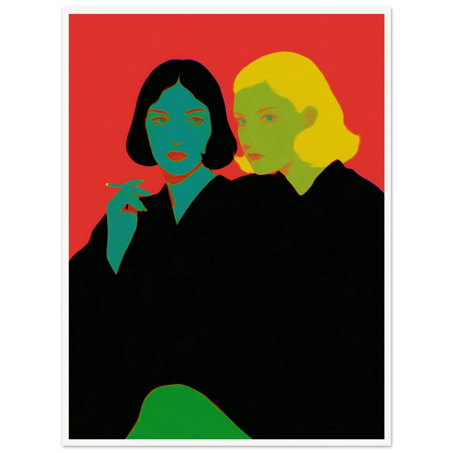Two Women Sitting - Framed Poster - 30x40 cm / 12x16″ - Black frame