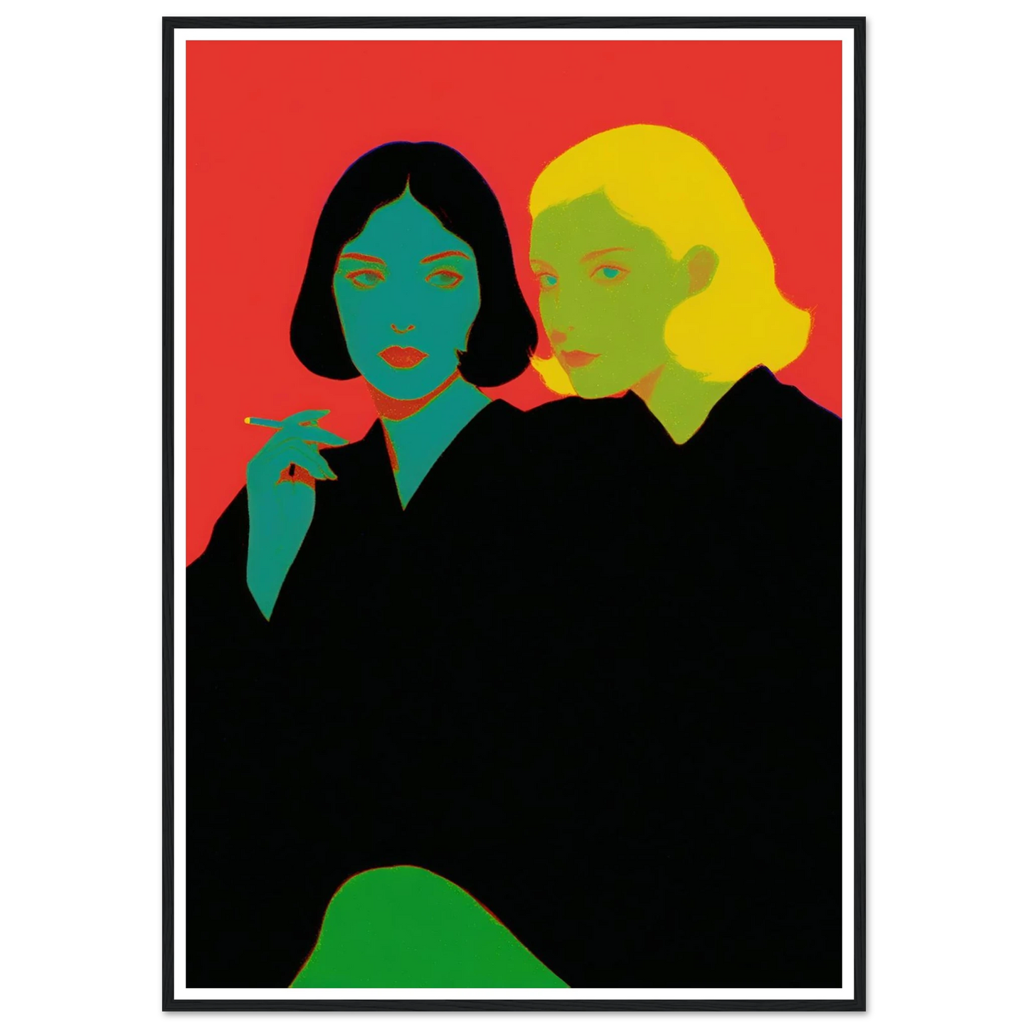 Two Women Sitting - Framed Poster - 30x40 cm / 12x16″ - Black frame