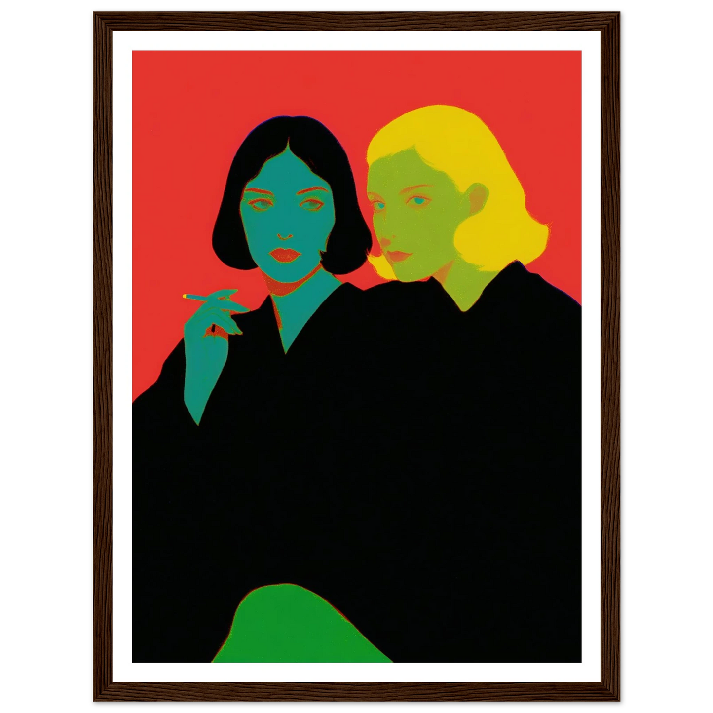 Two Women Sitting - Framed Poster - 30x40 cm / 12x16″ - Black frame