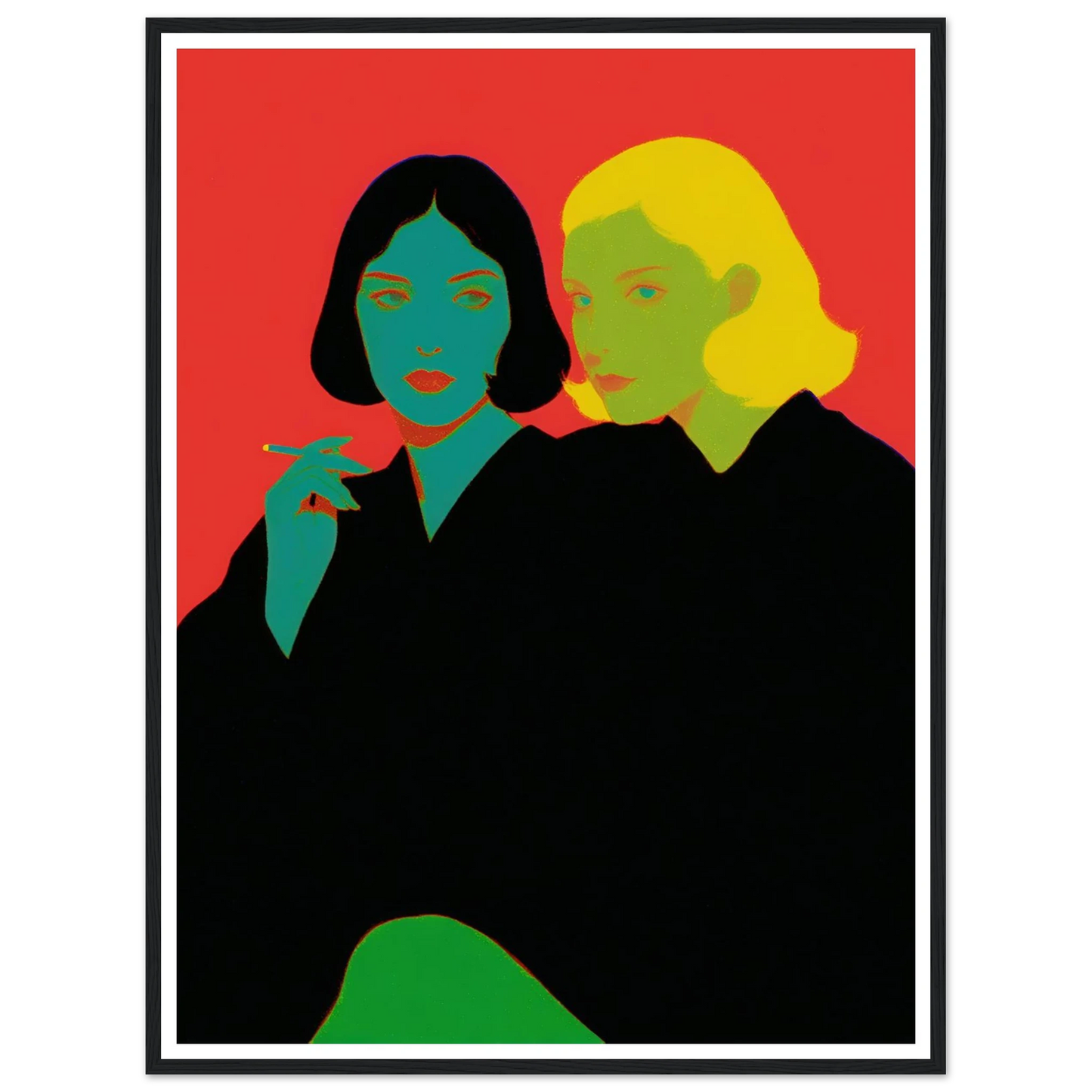 Two Women Sitting - Framed Poster - 30x40 cm / 12x16″ - Black frame