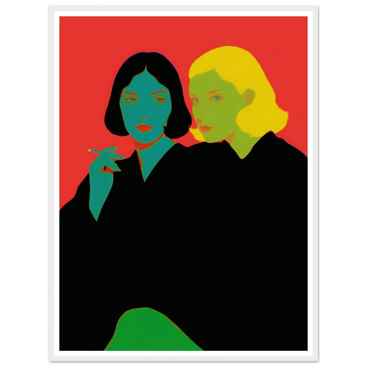 Two Women Sitting - Framed Poster - 30x40 cm / 12x16″ - Black frame