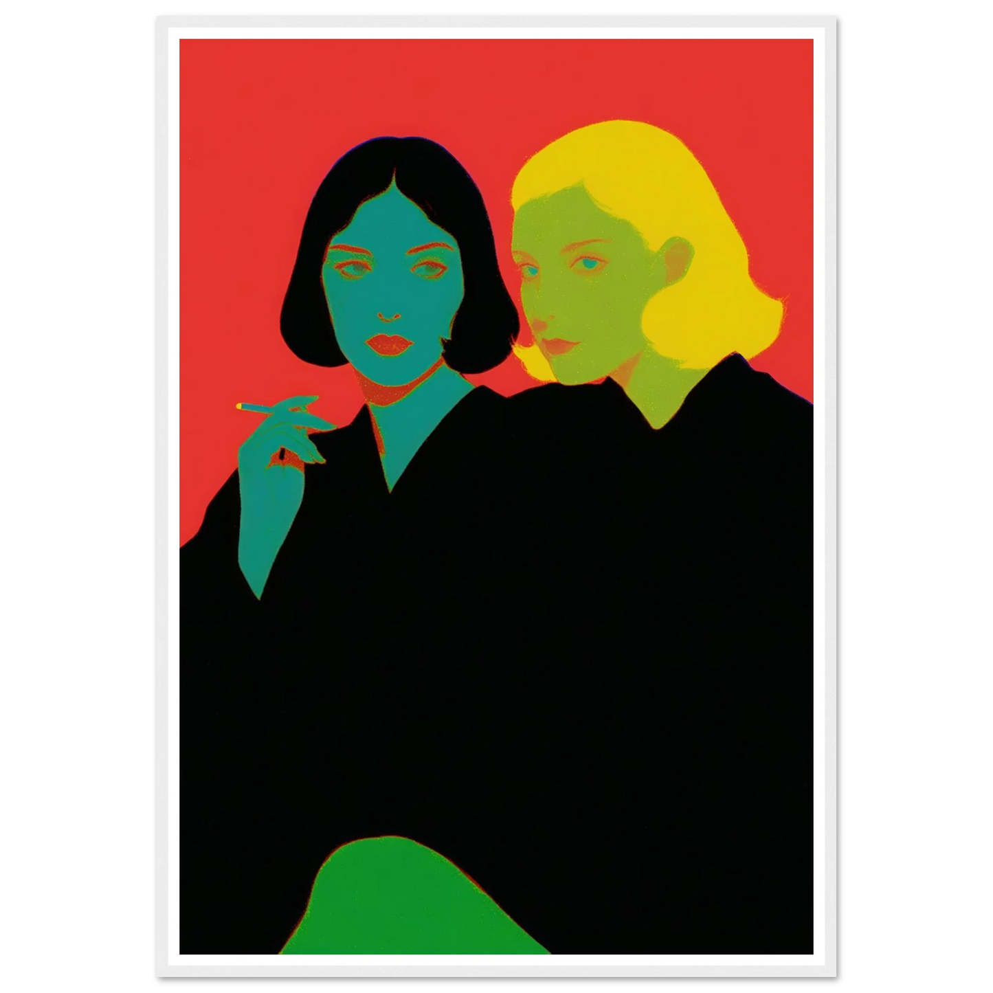 Two Women Sitting - Framed Poster - 30x40 cm / 12x16″ - Black frame