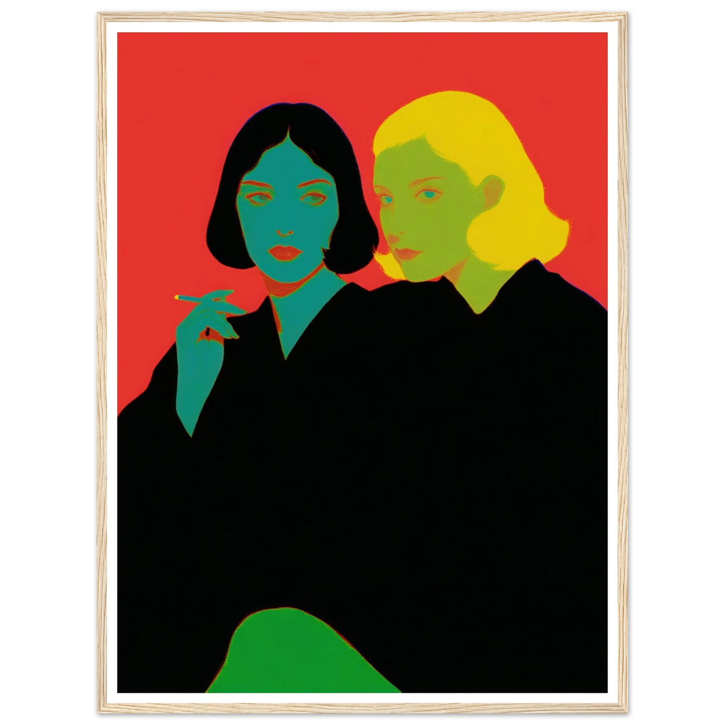Two Women Sitting - Framed Poster - 30x40 cm / 12x16″ - Black frame