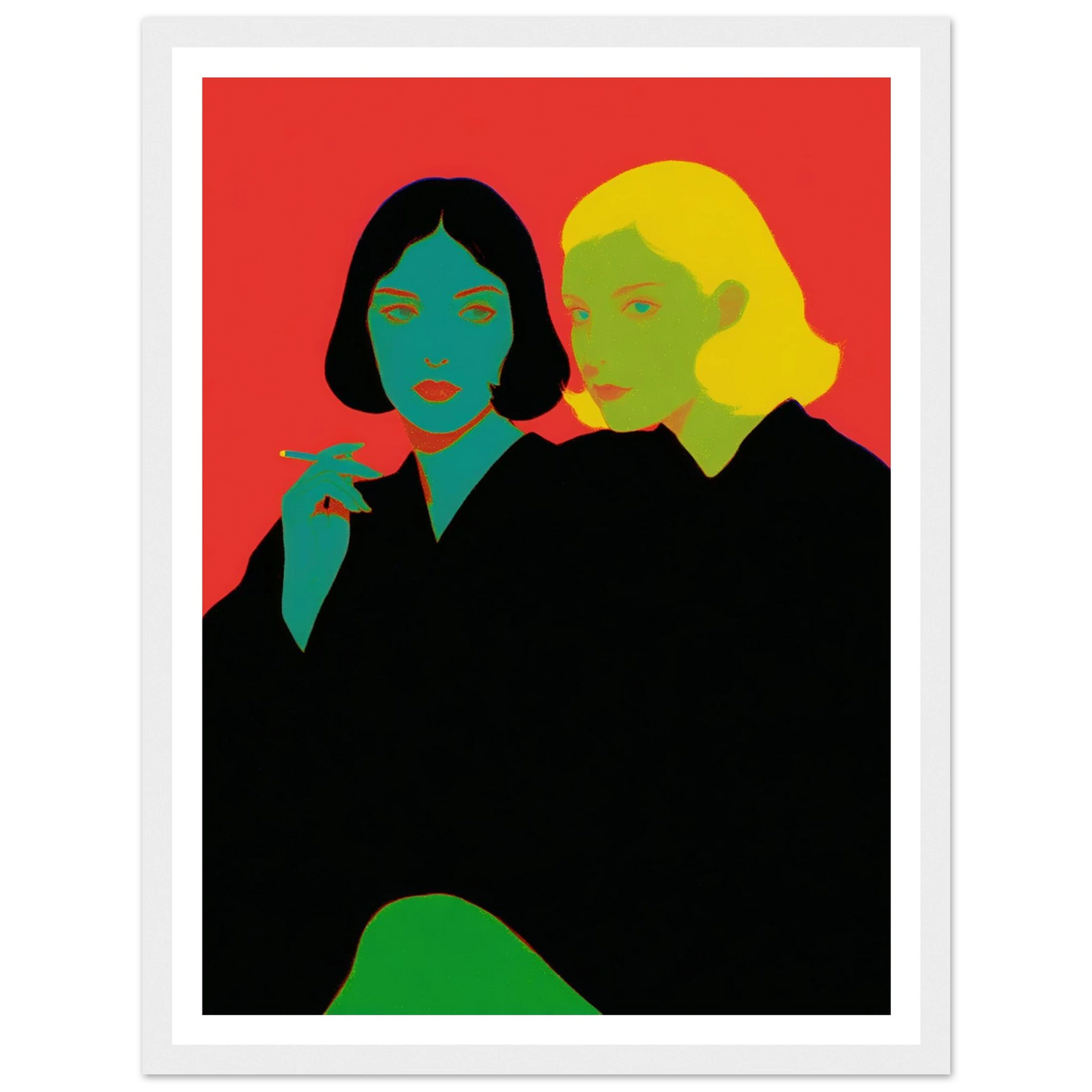 Two Women Sitting - Framed Poster - 30x40 cm / 12x16″ - Black frame