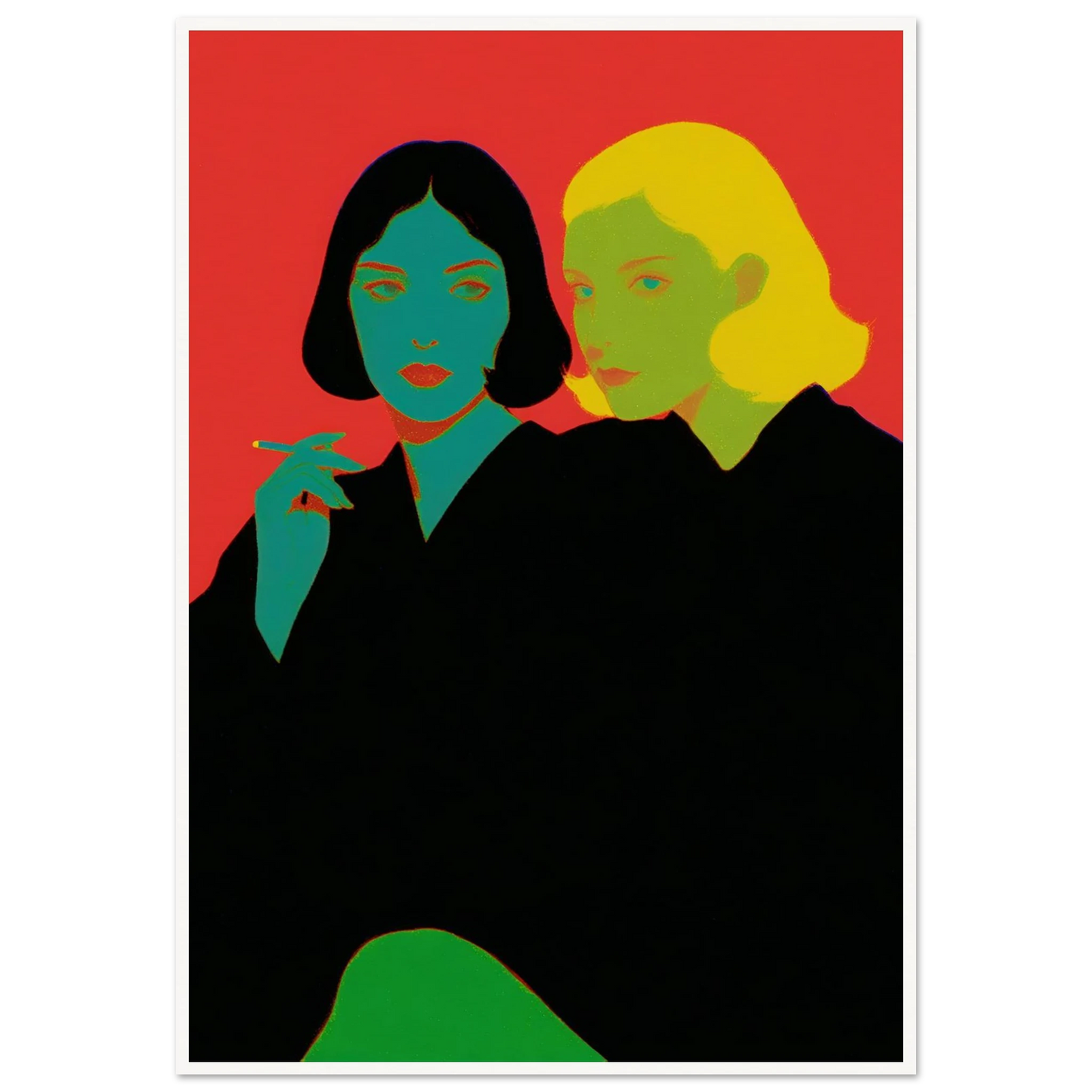 Two Women Sitting - Framed Poster - 30x40 cm / 12x16″ - Black frame