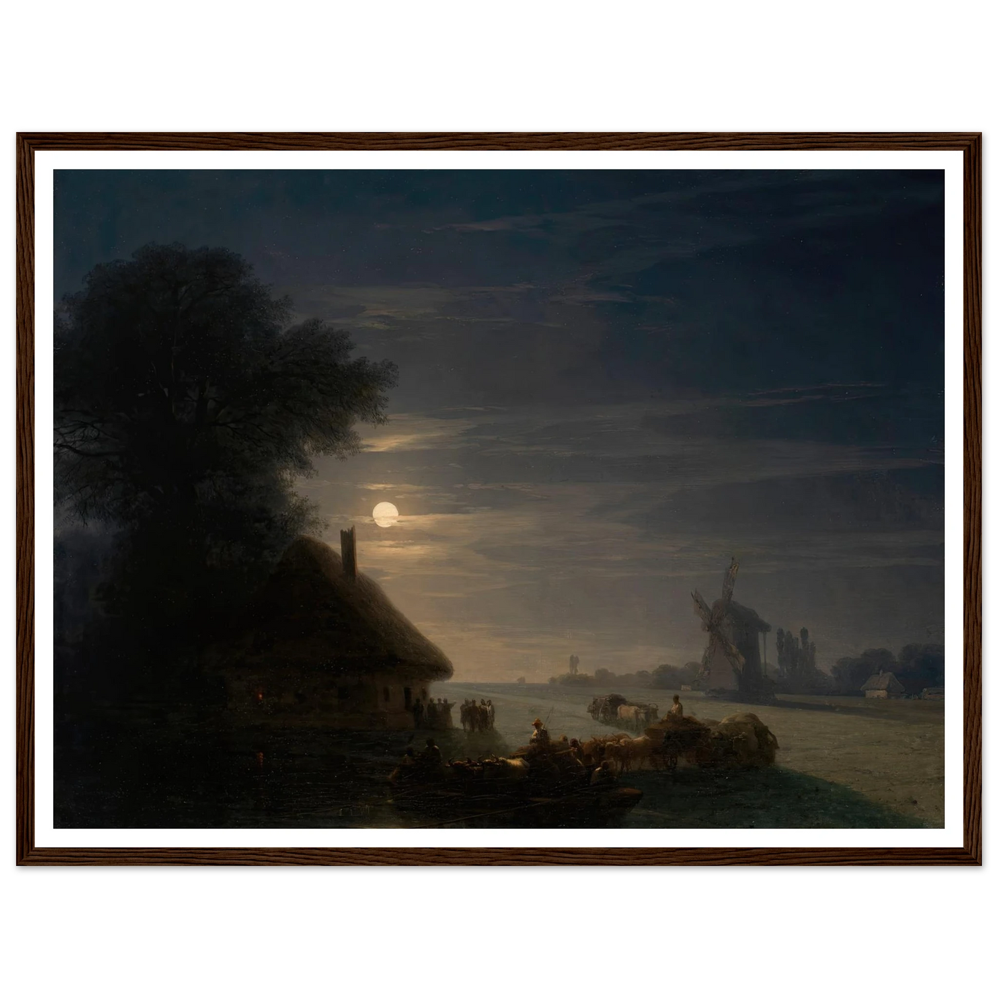 Ukrainian Landscape at Night (1870) Art Print | Ivan Konstantinovich Aivazovsky - Framed Poster - 30x40 cm / 12x16″ - Black frame