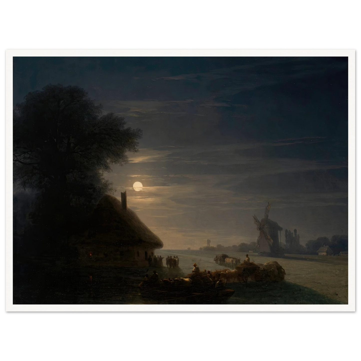 Ukrainian Landscape at Night (1870) Art Print | Ivan Konstantinovich Aivazovsky - Framed Poster - 30x40 cm / 12x16″ - Black frame