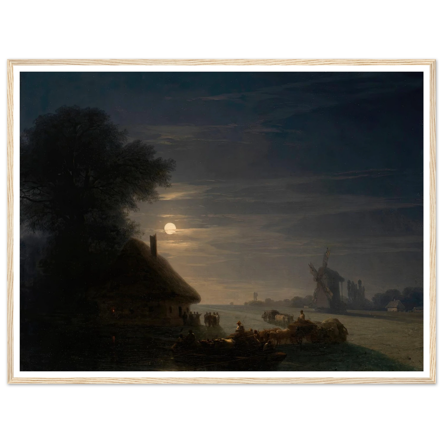 Ukrainian Landscape at Night (1870) Art Print | Ivan Konstantinovich Aivazovsky - Framed Poster - 30x40 cm / 12x16″ - Black frame