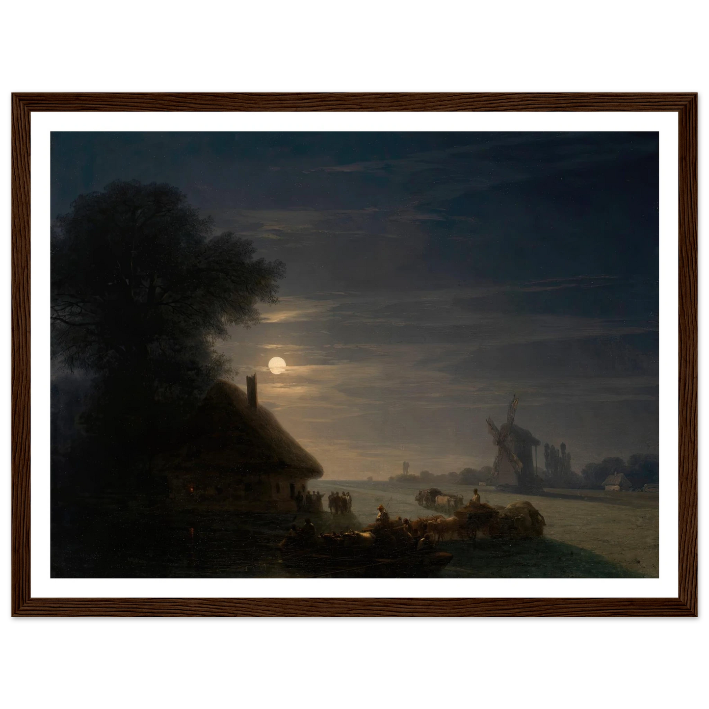 Ukrainian Landscape at Night (1870) Art Print | Ivan Konstantinovich Aivazovsky - Framed Poster - 30x40 cm / 12x16″ - Black frame