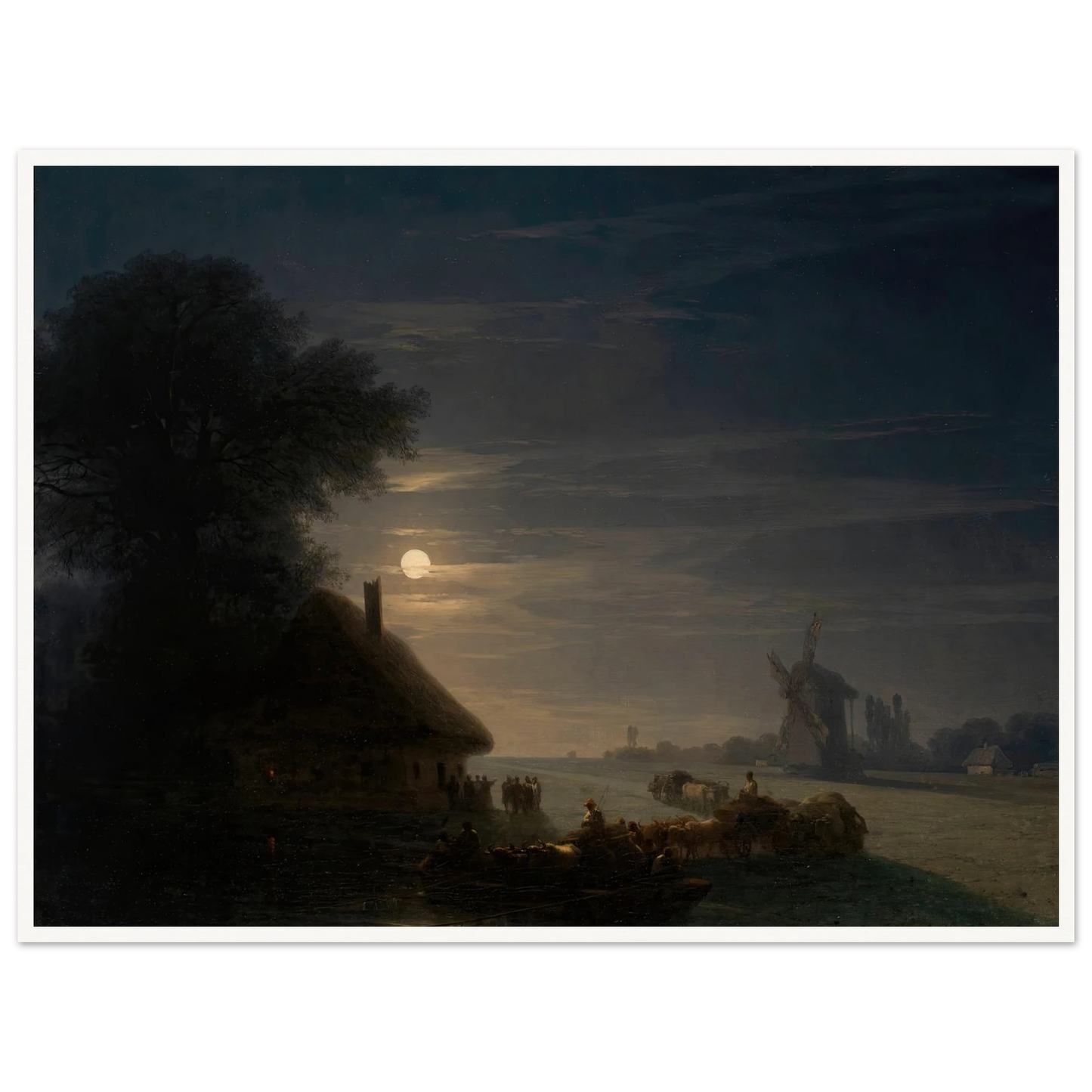 Ukrainian Landscape at Night (1870) Art Print | Ivan Konstantinovich Aivazovsky - Framed Poster - 30x40 cm / 12x16″ - Black frame