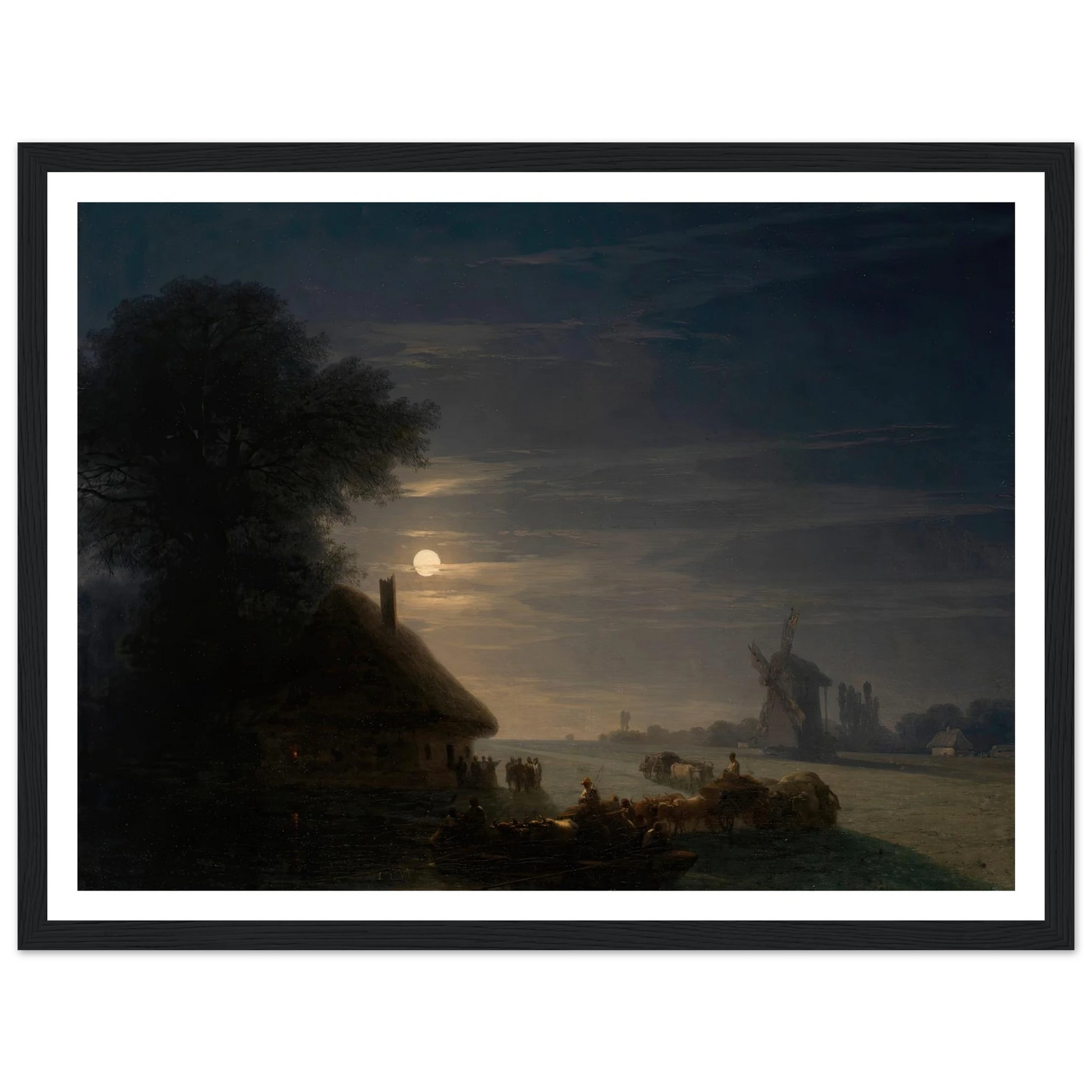 Ukrainian Landscape at Night (1870) Art Print | Ivan Konstantinovich Aivazovsky - Framed Poster - 30x40 cm / 12x16″ - Black frame