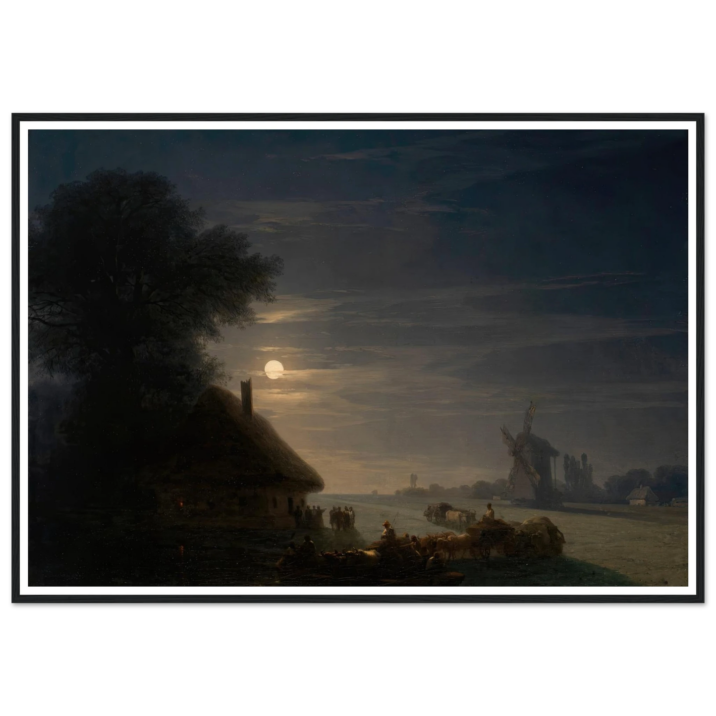 Ukrainian Landscape at Night (1870) Art Print | Ivan Konstantinovich Aivazovsky - Framed Poster - 30x40 cm / 12x16″ - Black frame