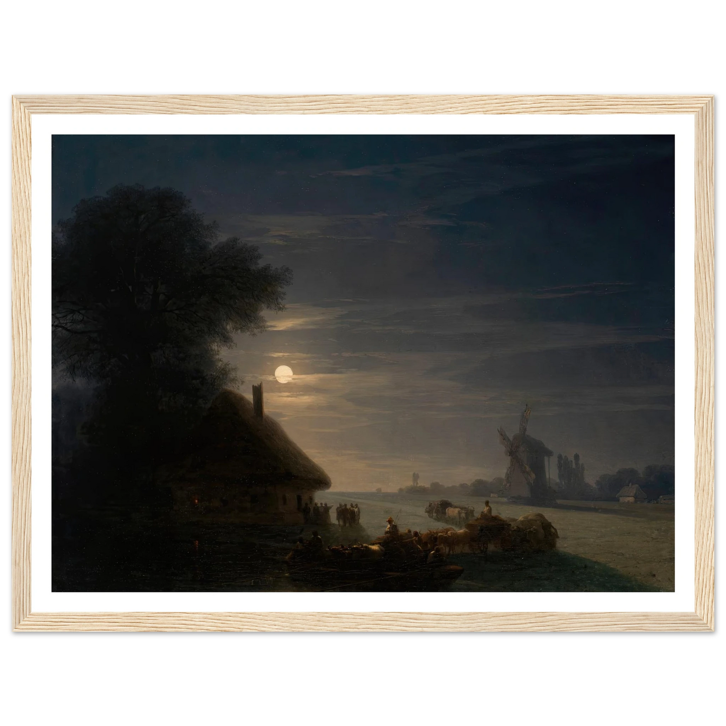 Ukrainian Landscape at Night (1870) Art Print | Ivan Konstantinovich Aivazovsky - Framed Poster - 30x40 cm / 12x16″ - Black frame