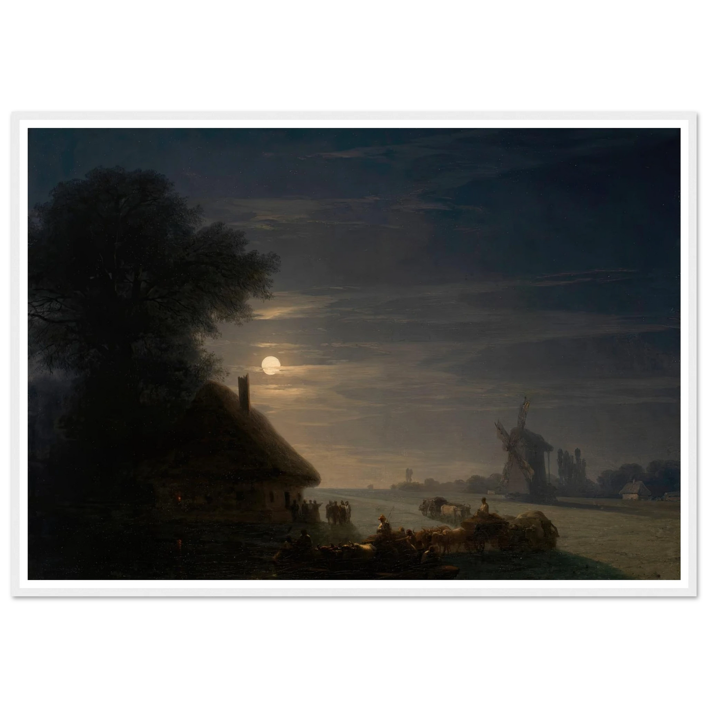 Ukrainian Landscape at Night (1870) Art Print | Ivan Konstantinovich Aivazovsky - Framed Poster - 30x40 cm / 12x16″ - Black frame