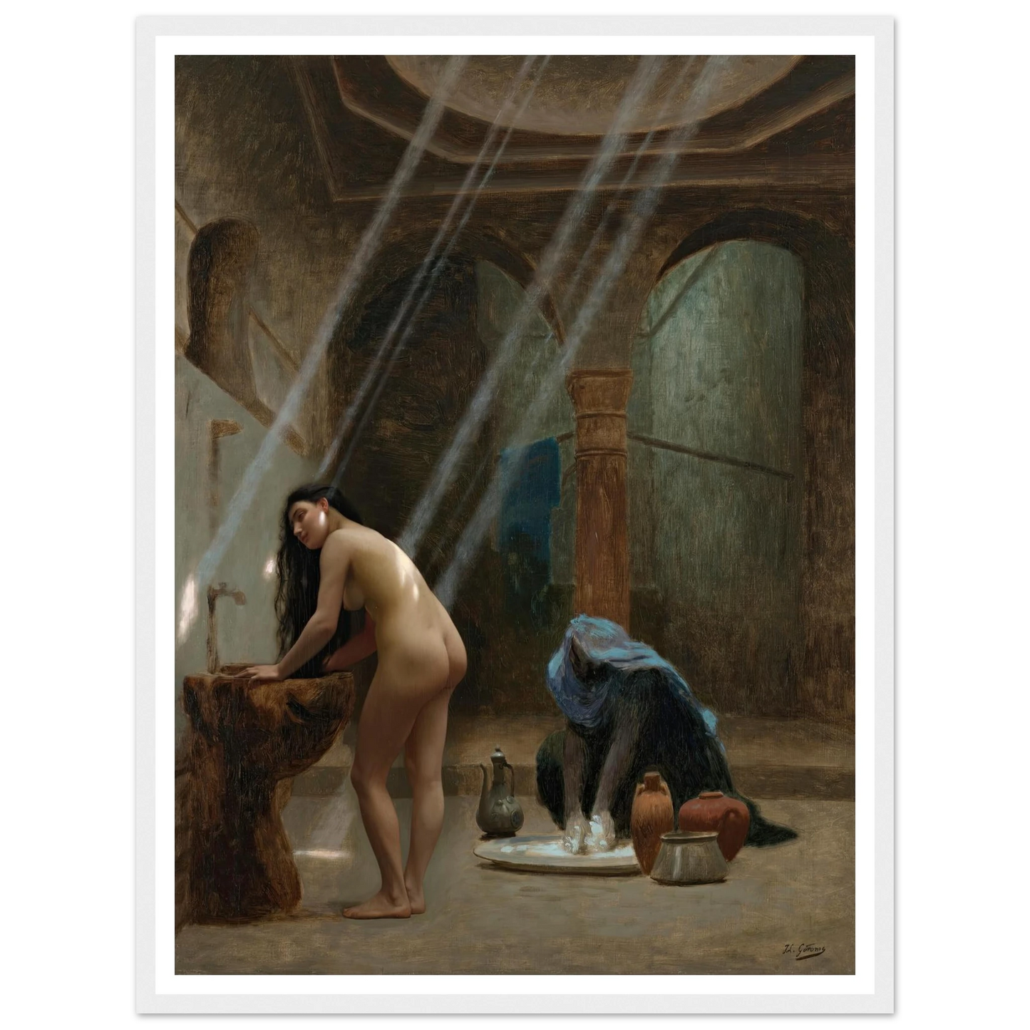 Un bain maure, ébauche (circa 1870s) Art Print | Jean Leon Gerome - Framed Poster - 30x40 cm / 12x16″ - Black frame