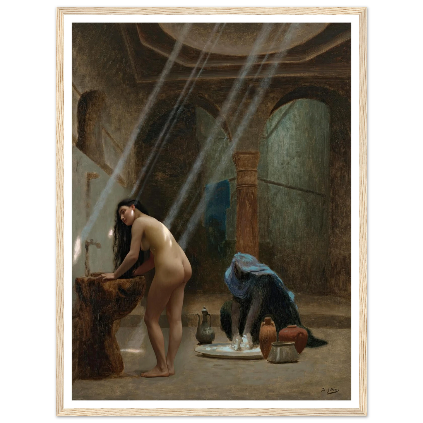 Un bain maure, ébauche (circa 1870s) Art Print | Jean Leon Gerome - Framed Poster - 30x40 cm / 12x16″ - Black frame