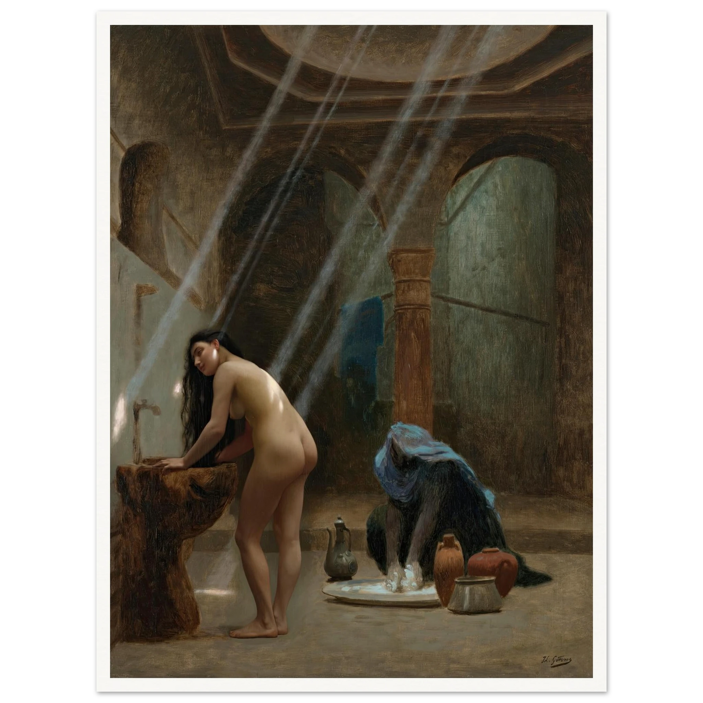 Un bain maure, ébauche (circa 1870s) Art Print | Jean Leon Gerome - Framed Poster - 30x40 cm / 12x16″ - Black frame
