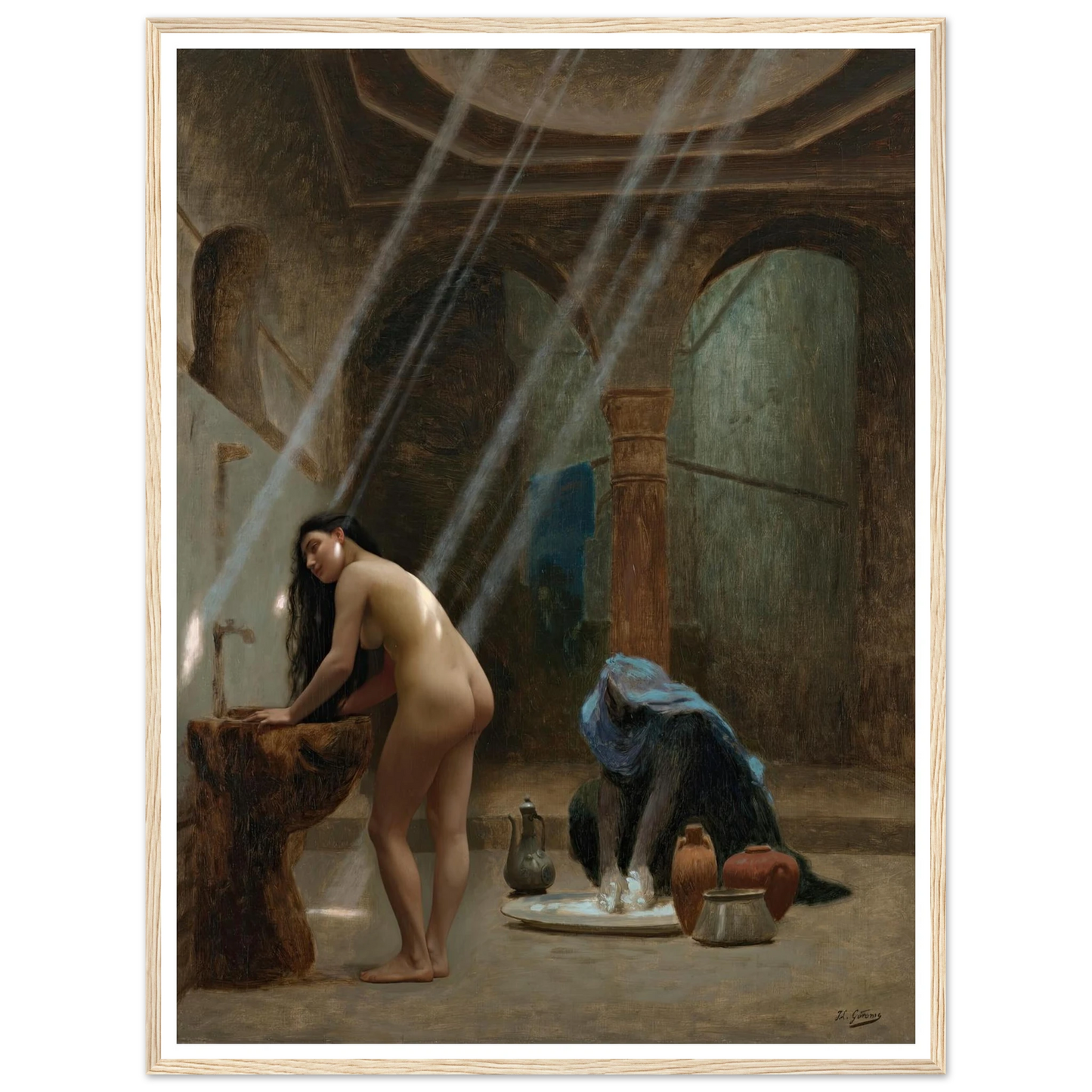 Un bain maure, ébauche (circa 1870s) Art Print | Jean Leon Gerome - Framed Poster - 30x40 cm / 12x16″ - Black frame