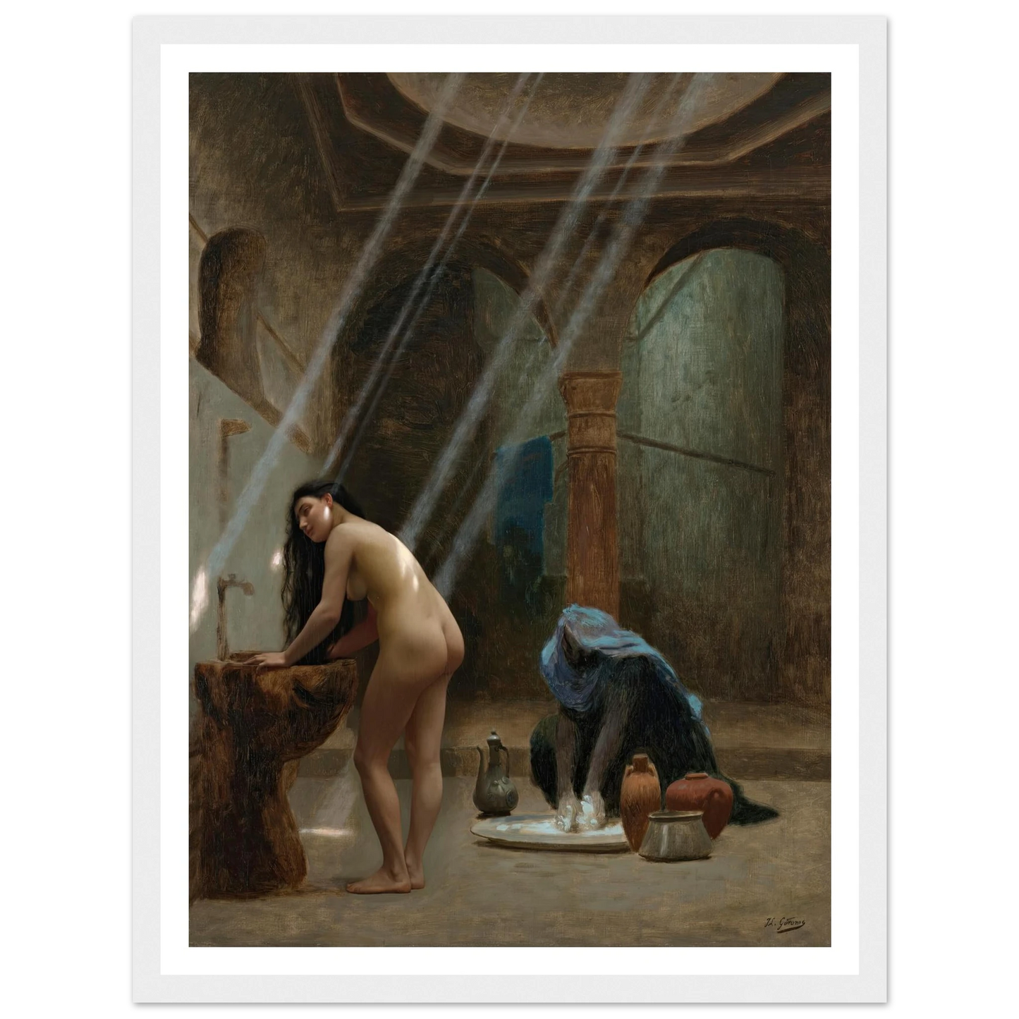 Un bain maure, ébauche (circa 1870s) Art Print | Jean Leon Gerome - Framed Poster - 30x40 cm / 12x16″ - Black frame