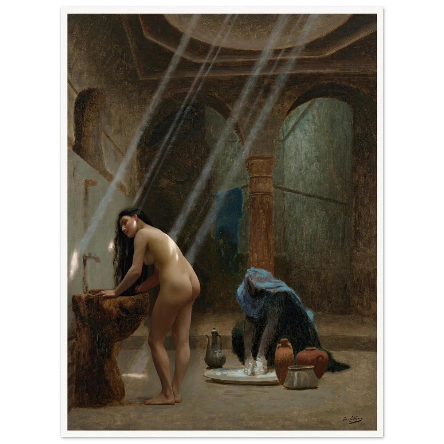 Un bain maure, ébauche (circa 1870s) Art Print | Jean Leon Gerome - Framed Poster - 30x40 cm / 12x16″ - Black frame