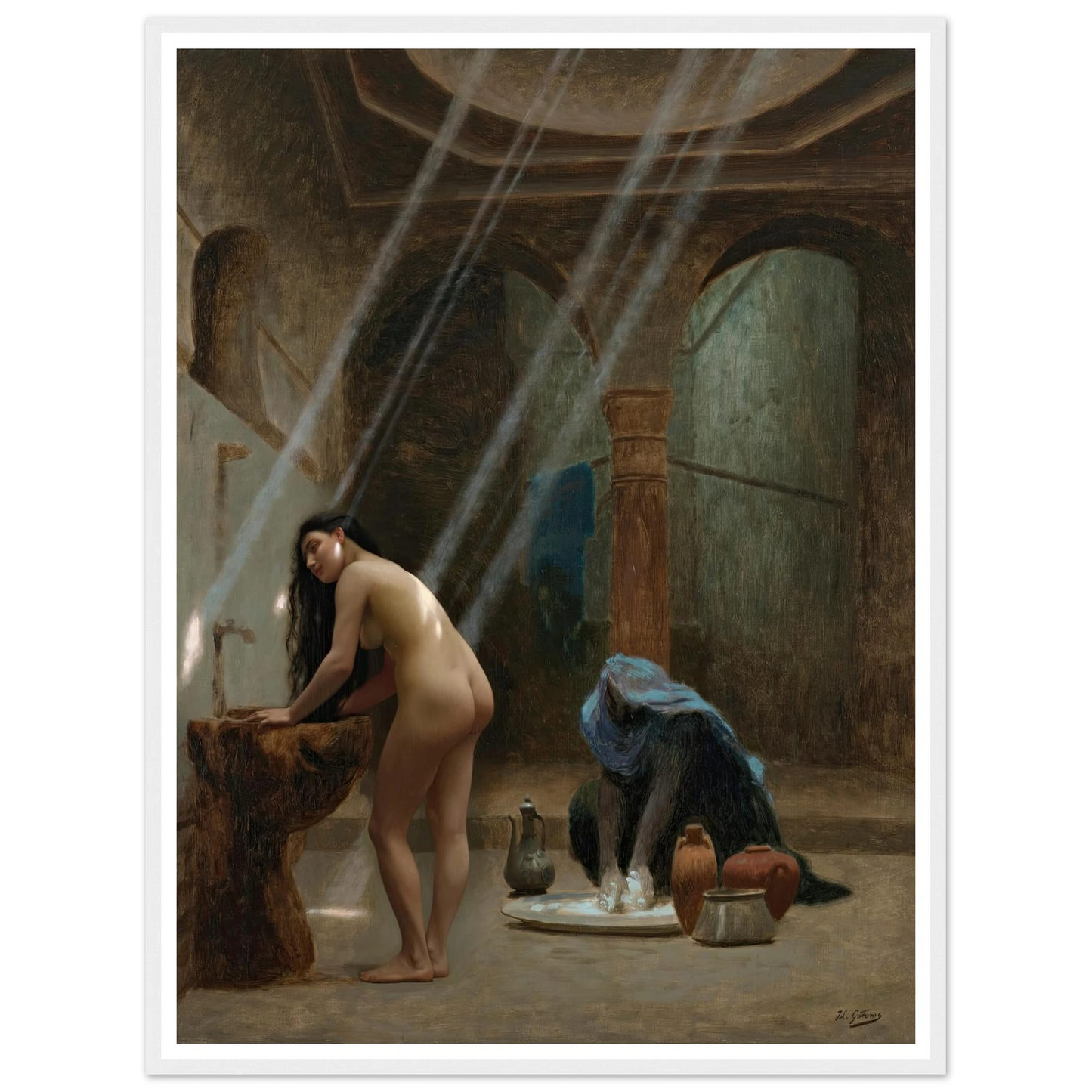 Un bain maure, ébauche (circa 1870s) Art Print | Jean Leon Gerome - Framed Poster - 30x40 cm / 12x16″ - Black frame