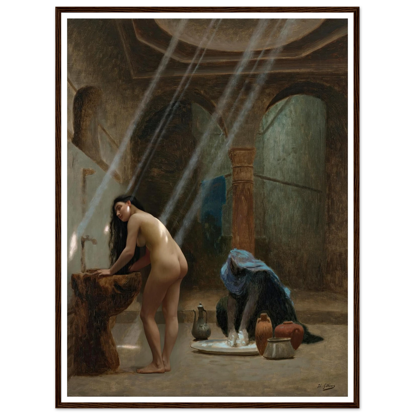 Un bain maure, ébauche (circa 1870s) Art Print | Jean Leon Gerome - Framed Poster - 30x40 cm / 12x16″ - Black frame