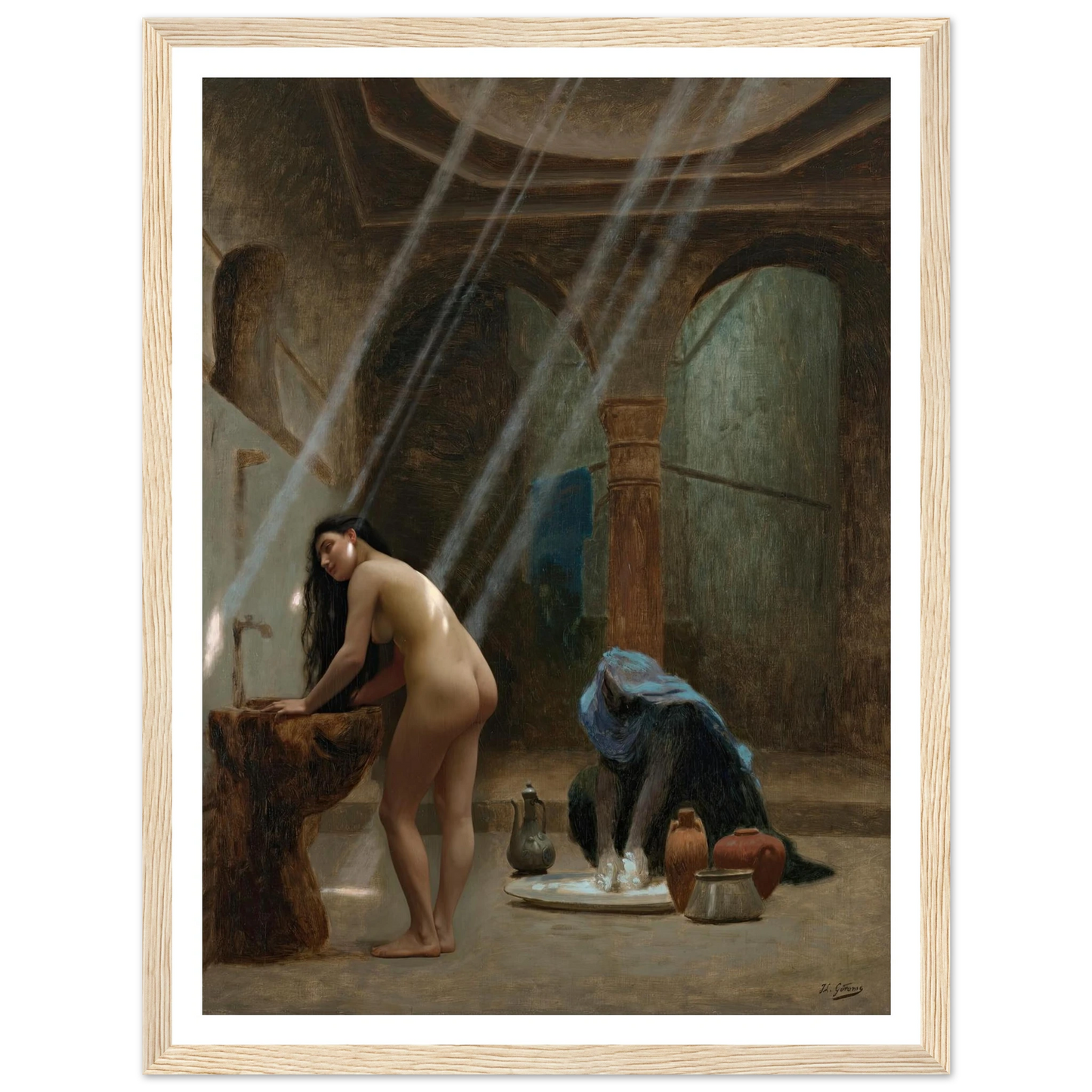 Un bain maure, ébauche (circa 1870s) Art Print | Jean Leon Gerome - Framed Poster - 30x40 cm / 12x16″ - Black frame
