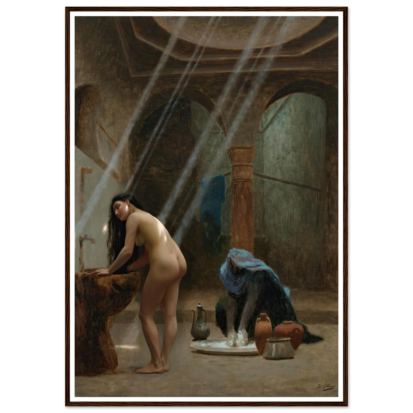 Un bain maure, ébauche (circa 1870s) Art Print | Jean Leon Gerome - Framed Poster - 30x40 cm / 12x16″ - Black frame