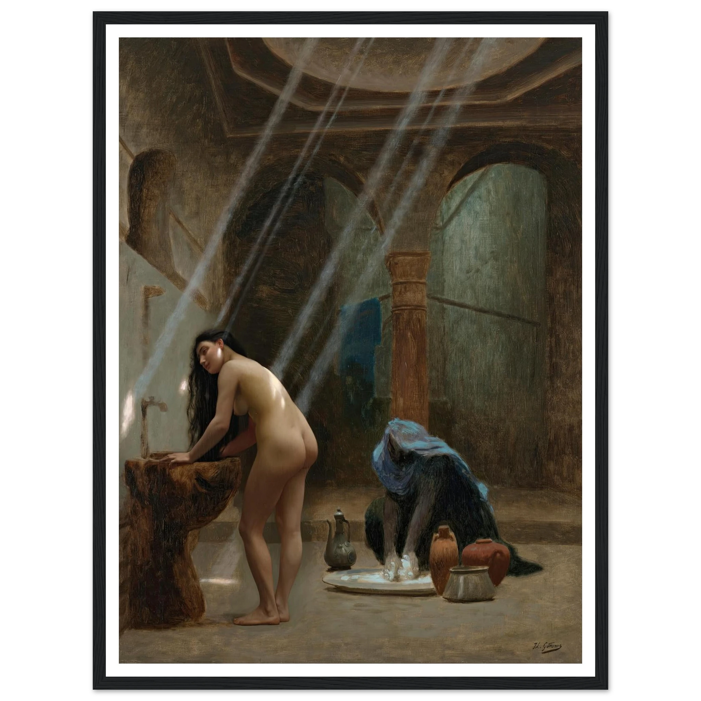 Un bain maure, ébauche (circa 1870s) Art Print | Jean Leon Gerome - Framed Poster - 30x40 cm / 12x16″ - Black frame