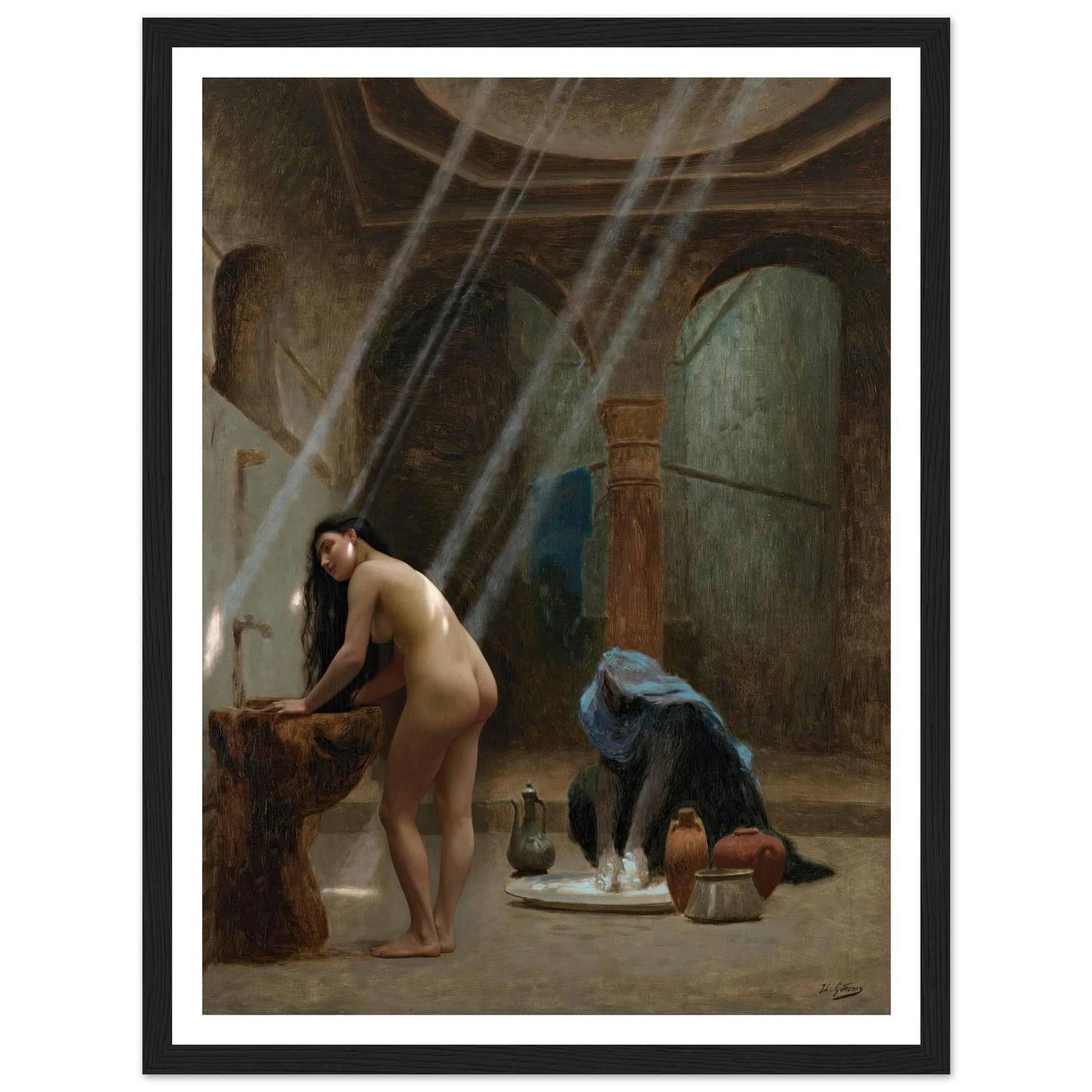 Un bain maure, ébauche (circa 1870s) Art Print | Jean Leon Gerome - Framed Poster - 30x40 cm / 12x16″ - Black frame