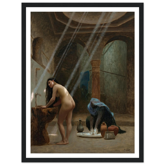 Un bain maure, ébauche (circa 1870s) Art Print | Jean Leon Gerome - Framed Poster - 30x40 cm / 12x16″ - Black frame