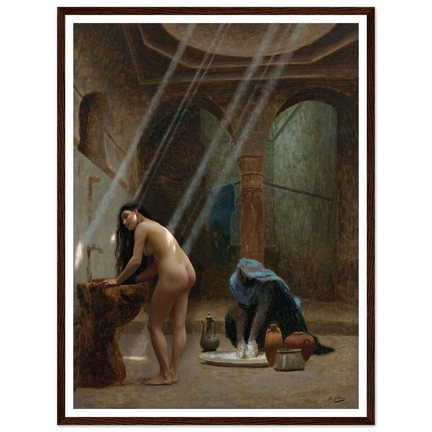 Un bain maure, ébauche (circa 1870s) Art Print | Jean Leon Gerome - Framed Poster - 30x40 cm / 12x16″ - Black frame