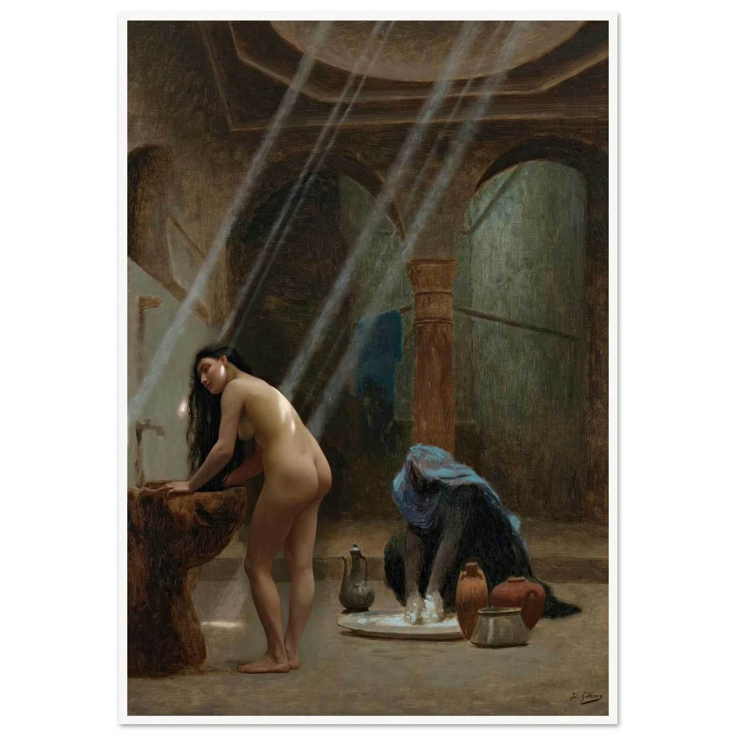 Un bain maure, ébauche (circa 1870s) Art Print | Jean Leon Gerome - Framed Poster - 30x40 cm / 12x16″ - Black frame