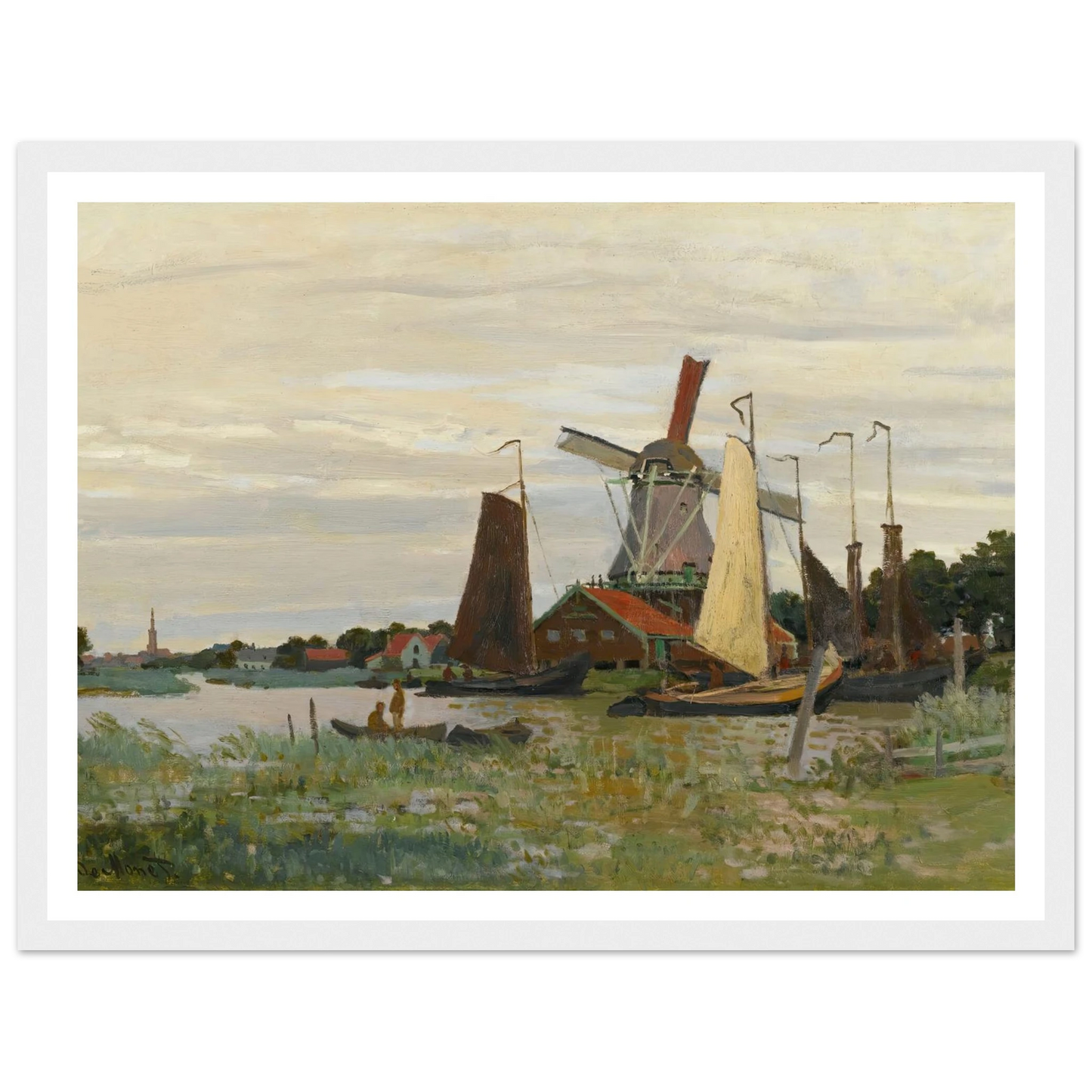 Un Moulin À Zaandam (1871) Art Print | Claude Monet - Framed Poster - 30x40 cm / 12x16″ - Black frame
